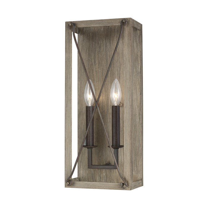 Thornwood Two Light Wall/Bath Sconce in Washed Pine / Weathered Iron