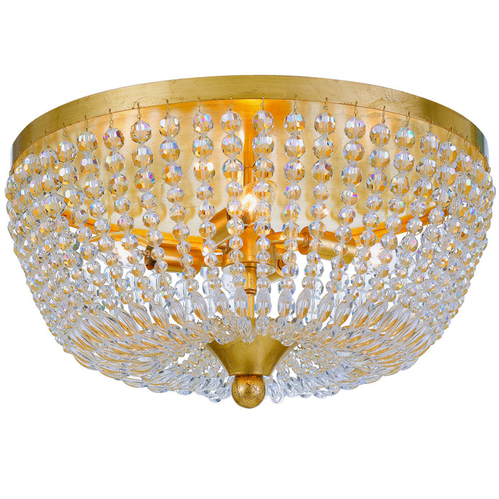 Rylee 4-Light Ceiling Mount in Antique Gold with Clear Glass Beads Crystal - Lamps Expo