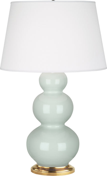 Robert Abbey (369X) Triple Gourd Table Lamp with Pearl Dupioni Fabric Shade