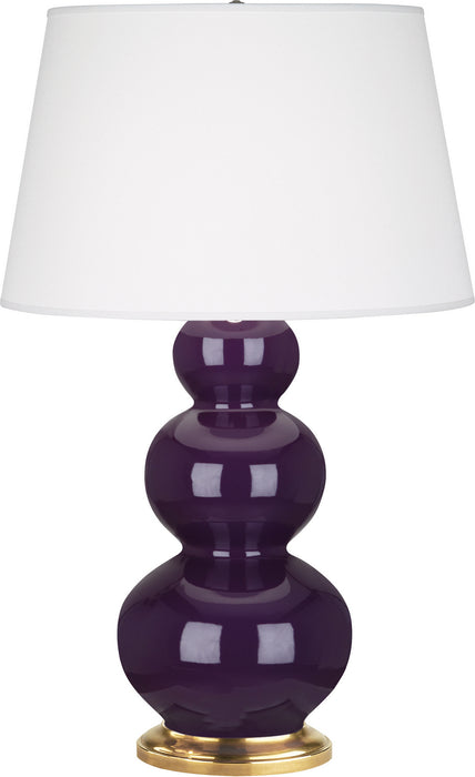 Robert Abbey (381X) Triple Gourd Table Lamp with Pearl Dupioni Fabric Shade