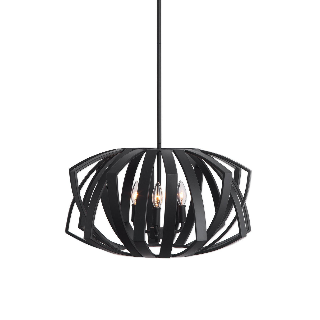 Uttermost's Thales Black Geometric 3 Light Pendant Designed by Kalizma Home