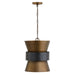 Loren One Light Pendant in Patinaed Brass and Dark Zinc