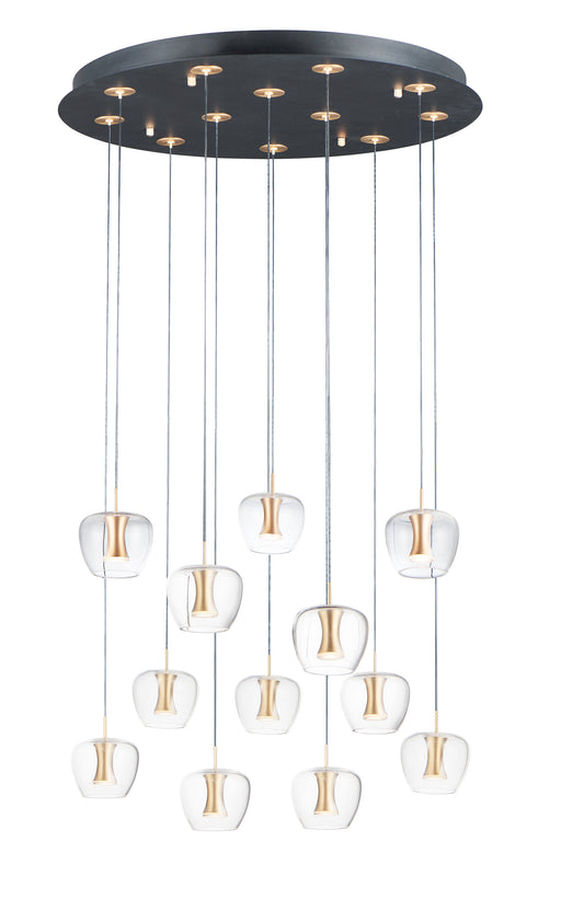 Newton 12-Light LED Pendant in Black / Gold