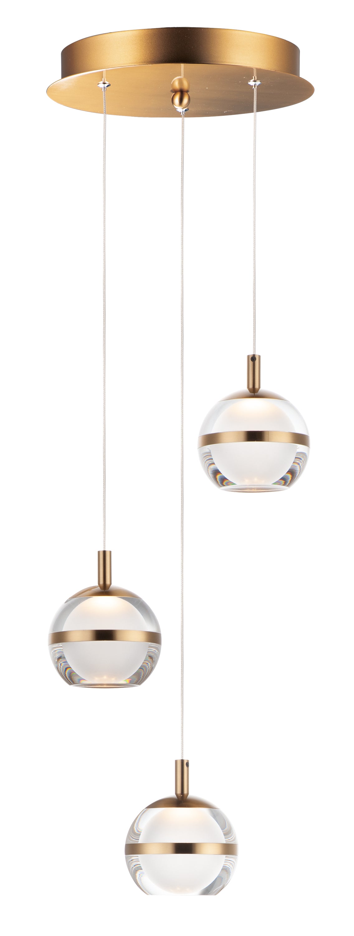 Swank 3-Light LED Pendant in Natural Aged Brass