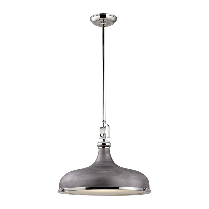 Rutherford 1-Light Pendant in Polished Nickel/Weathered Zinc