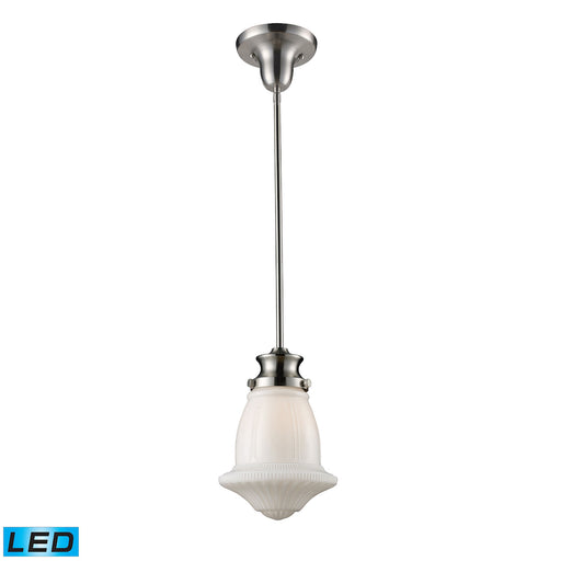 Schoolhouse 1-Light Mini-Pendant in Satin Nickel