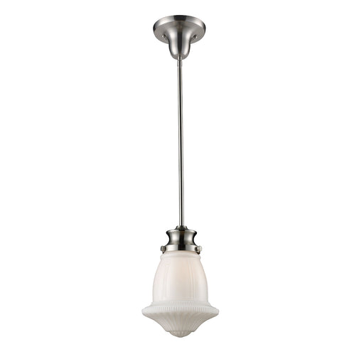 Schoolhouse 1-Light Mini-Pendant in Satin Nickel