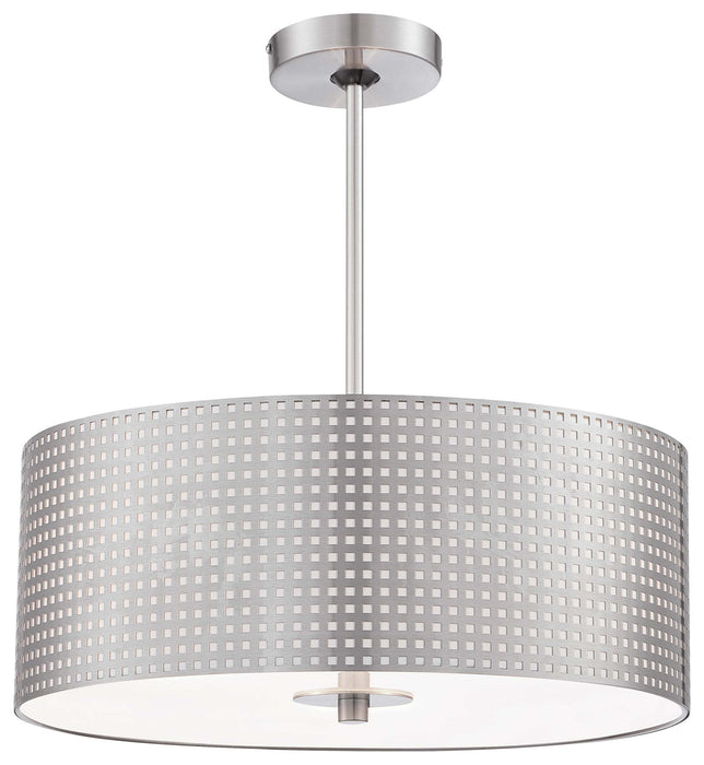 Grid 3-Light Drum Pendant in Brushed Nickel - Lamps Expo