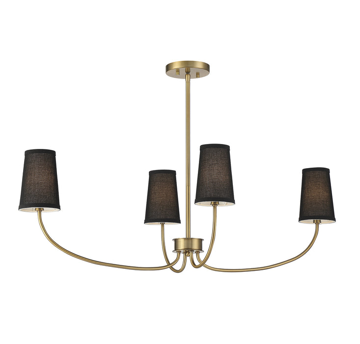 Meridian (M100104NB) 4-Light Chandelier in Natural Brass