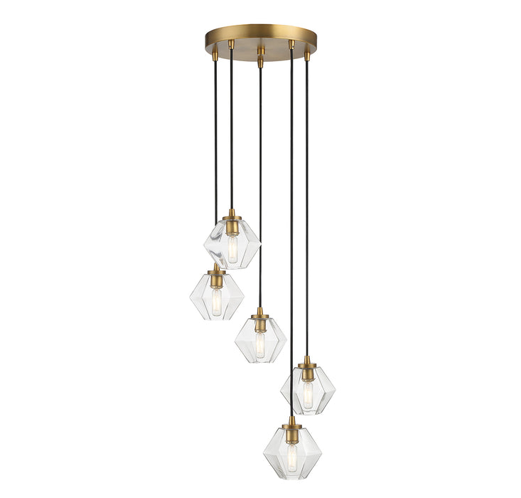 Meridian (M10095NB) 5-Light Chandelier in Natural Brass