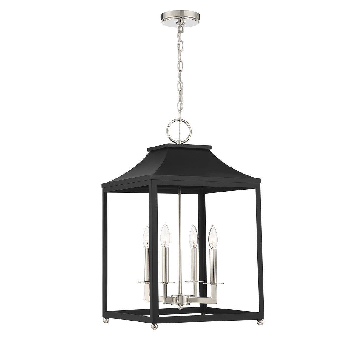 Meridian (M30009MBKPN) 4-Light Matte Black with Polished Nickel Pendant