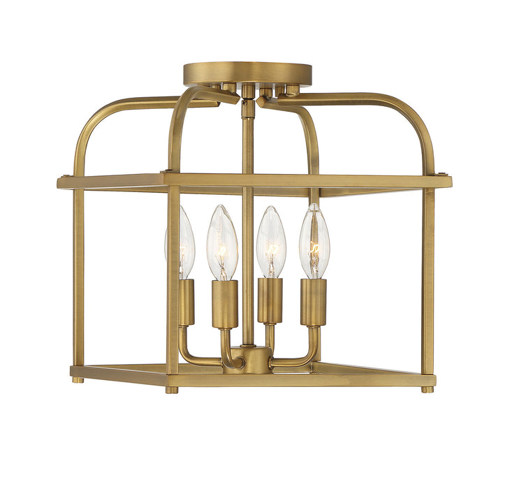 4-Light Ceiling Light in Natural Brass