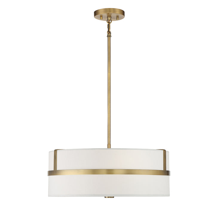 Meridian (M70102NB) 4-Light Pendant in Natural Brass