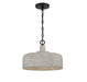 1-Light Pendant in Weathered Gray with Black