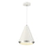 1-Light Pendant in White with Polished Nickel