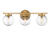 3-Light Bathroom Vanity Light in Natural Brass