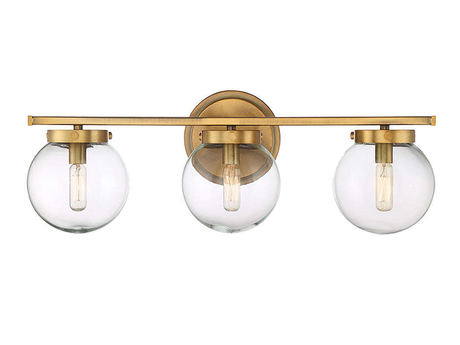 3-Light Bathroom Vanity Light in Natural Brass