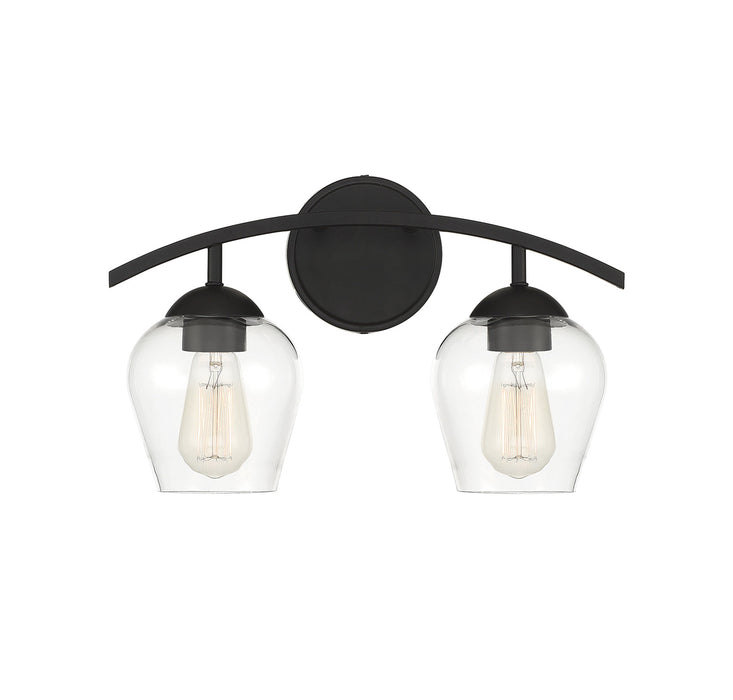 2-Light Bathroom Vanity Light in Matte Black