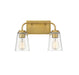 2-Light Bathroom Vanity Light in Natural Brass