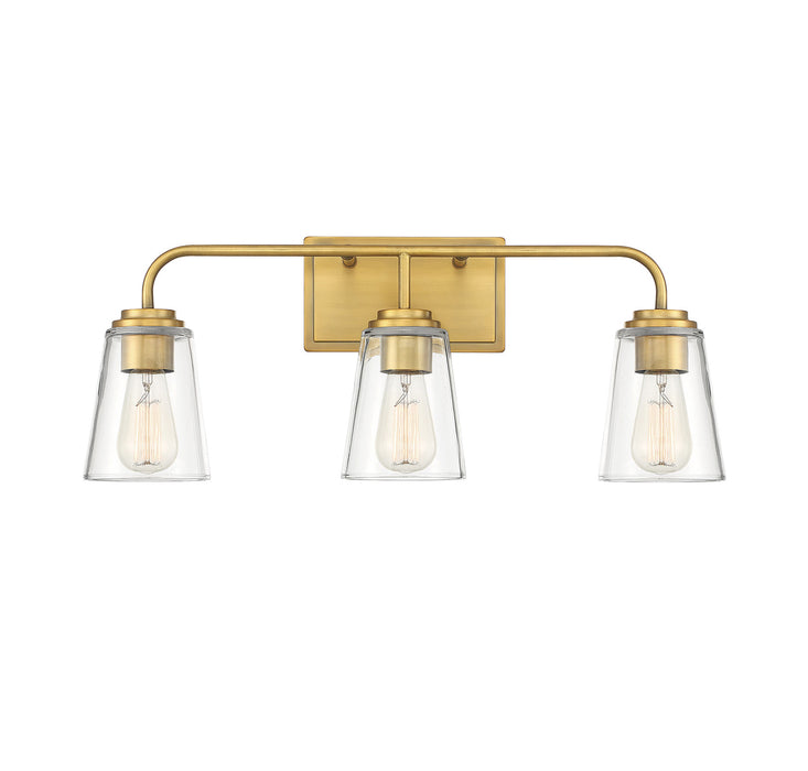 3-Light Bathroom Vanity Light in Natural Brass