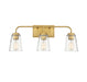 3-Light Bathroom Vanity Light in Natural Brass