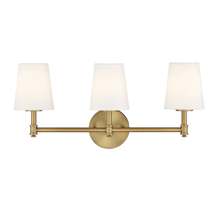 Meridian (M80051NB) 3-Light Bathroom Vanity Light in Natural Brass