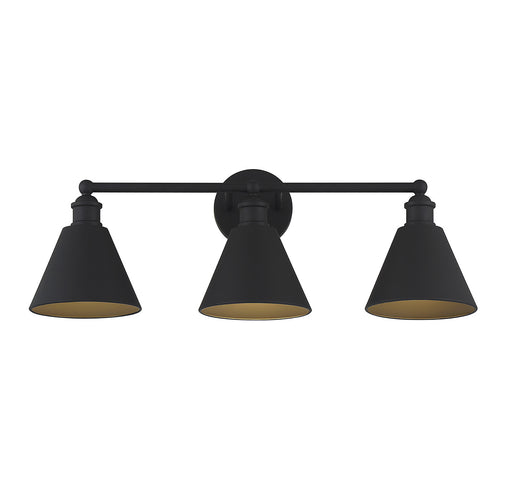 Meridian (M80064MBK) 3-Light Bathroom Vanity Light in Matte Black