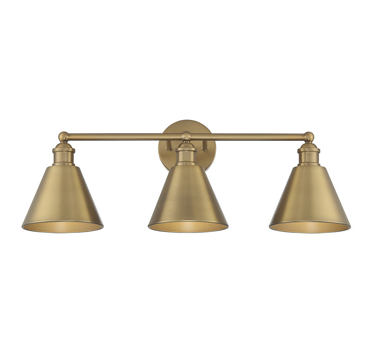 Meridian (M80064NB) 3-Light Bathroom Vanity Light in Natural Brass