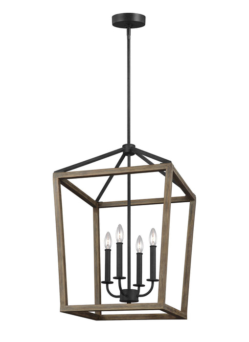 Gannet Chandelier in Weathered Oak Wood/Antique Forged Iron - Lamps Expo