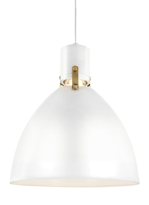 Brynne Pendant in Flat White/Chrome - Lamps Expo