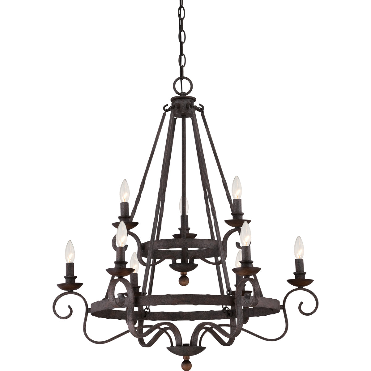 Noble 9-Light Chandelier in Rustic Black