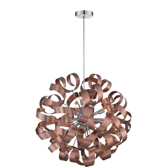 Ribbons 12-Light Pendant in Satin Copper