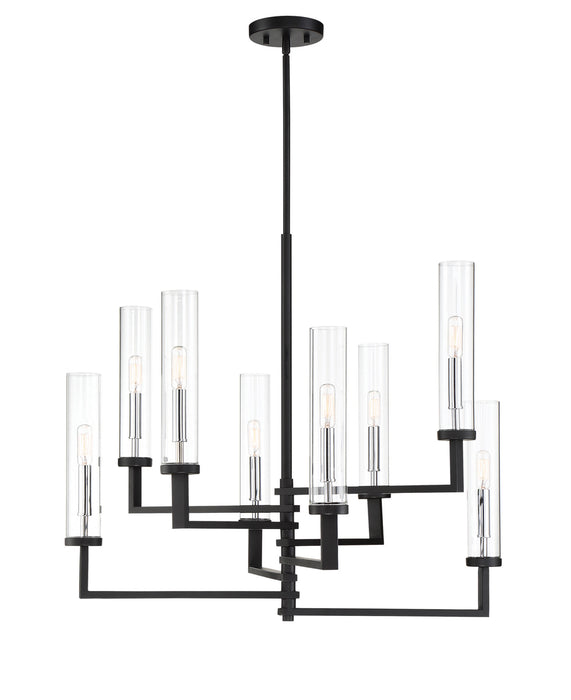 Folsom 8-Light Chandelier in Matte Black with Polished Chrome Accents