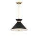 Lamar 3-Light Pendant in Black with Warm Brass Accents