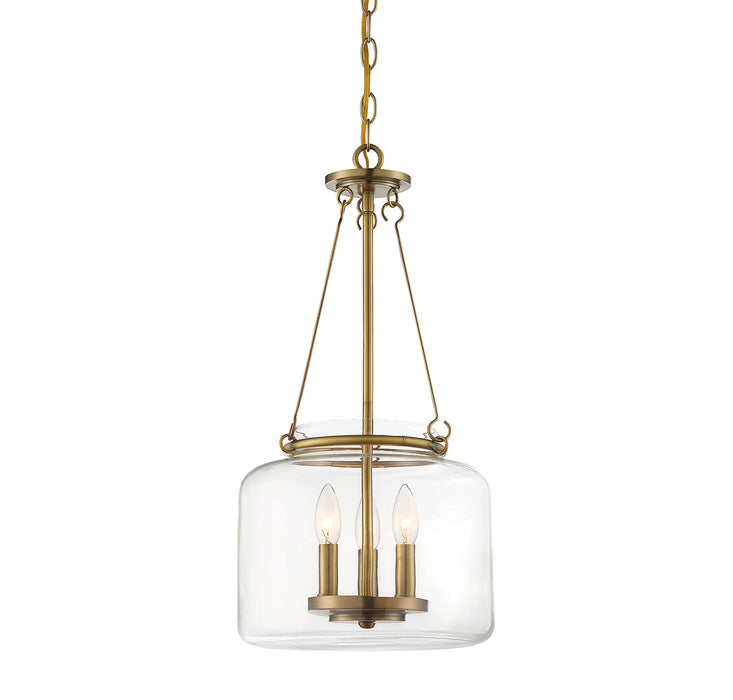 Akron 3-Light Pendant in Warm Brass