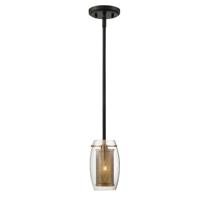 Dunbar 1-Light Mini-Pendant in Warm Brass with Bronze accents