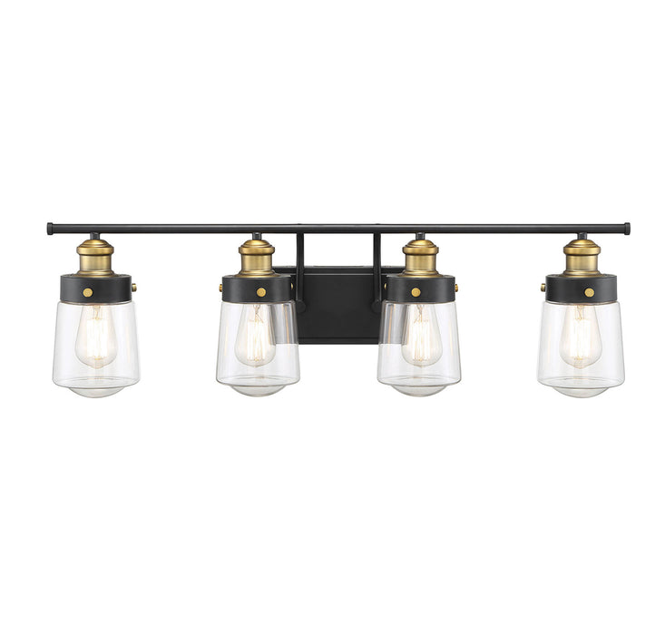 Macauley 4-Light Bath in Vintage Black With Warm Brass