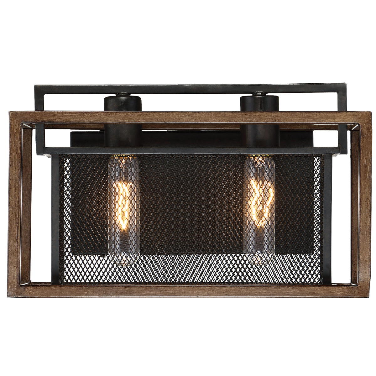 Rio Lobo 2-Light Bath Sconce in Dark Oak & Black - Lamps Expo